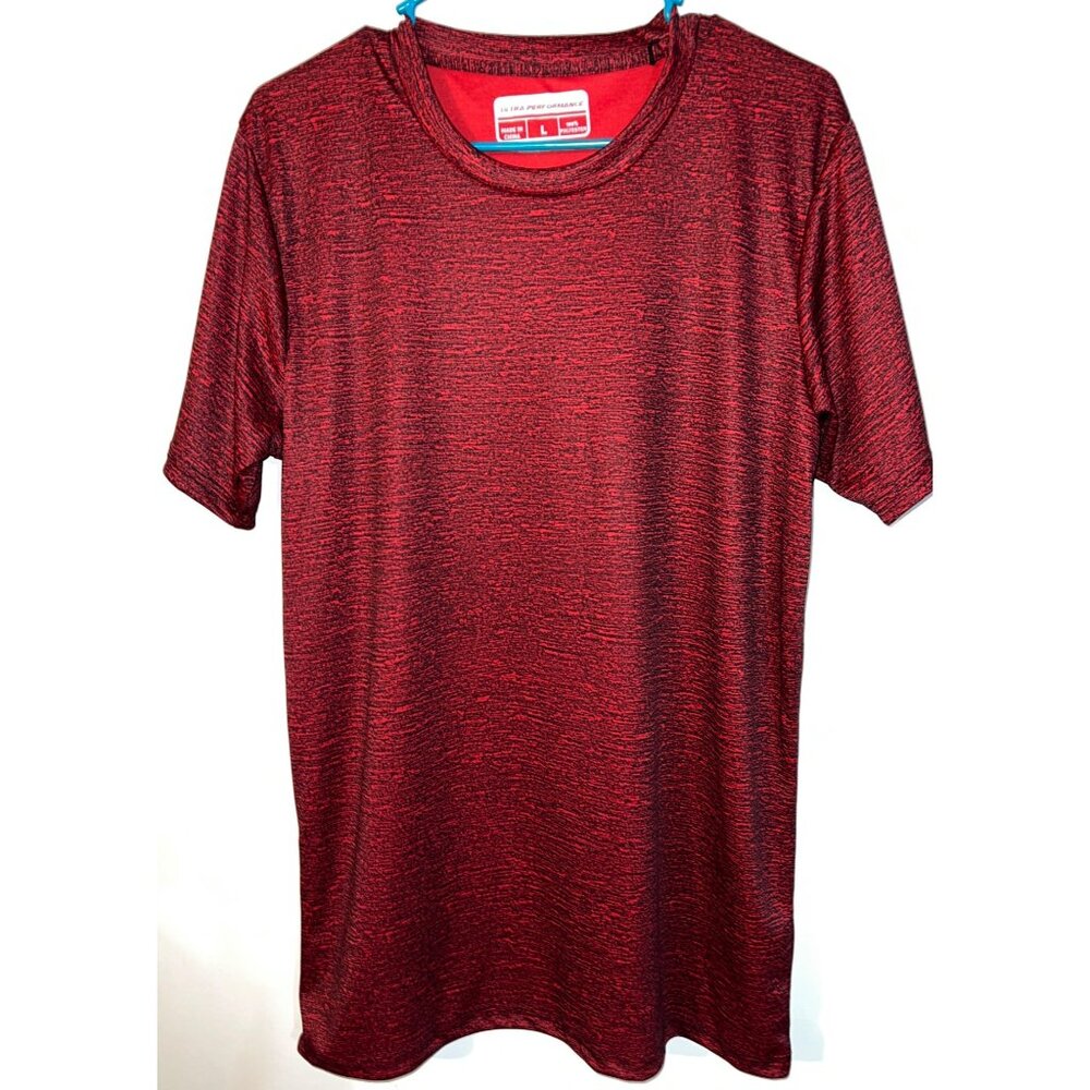 Ultra Performance Red & Black Athletic T-Shirt Large 100% Polyester Youth